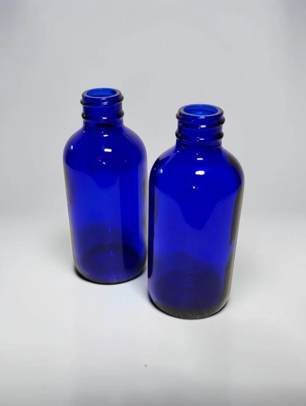 Vintage Fairmount Glass F4 Cobalt Blue Boston Round Apothecary Bottles - 2
